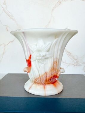 Vintage Mid-Century Akro Slag Glass Lily Vase